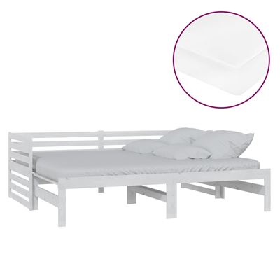 Vidaxl Sofá Cama Extraíble Madera Maciza De Pino 2X(90X200) Cm Blanco , Leroy Merlin - Imagen 2