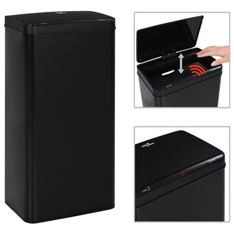 Papelera con sensor automático de acero negro 80 L vidaXL