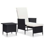 Set muebles de jardín 2 piezas y cojines vidaXL ratán sintético negro