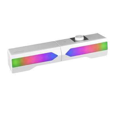 Barra De Sonido + Altavoces 2.0 Mars Gaming Msduow, Rgb Mesh, Bluetooth 5.0, 15w, Blanco