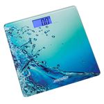 Báscula de Baño Digital, Diseño Exclusivo, Pantalla LCD, Vidrio Templado ,150Kg, Cristal Decorativo Mesko MS8156 Azul