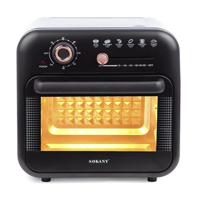 Freidora Horno De Aire Dam Sin Aceite 1800w 18l Doble Bandeja Con Ventana De Visualización Negro
