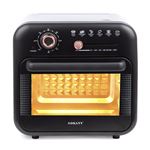 Freidora horno de aire DAM sin aceite 1800w 18L Doble bandeja con ventana de visualización Negro