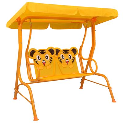 Banco Balancín Para Niños Vidaxl Tela Amarillo 115x75x110 Cm