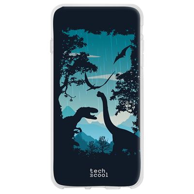 Funda Techcool para Alcatel 3X 4Cam 2020 Diseño pelicula Jurassic world dinosaurios fondo azul