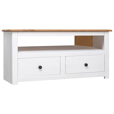 Mueble Esquinero Tv Vidaxl Madera Pino Estilo Panamá Blanco