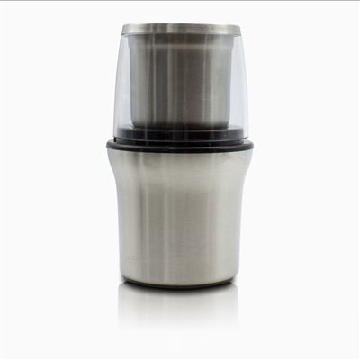 Molinillo De Café Eléctrico+picador Multiusos, Doble Hoja Corte, 2 Vasos Acero Inox, Función Pulso Mpm Mmk-06m 200w Plata