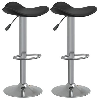 Vidaxl Negro Taburete De Cocina 2 Uds Acero Cromado Cuero Artificial