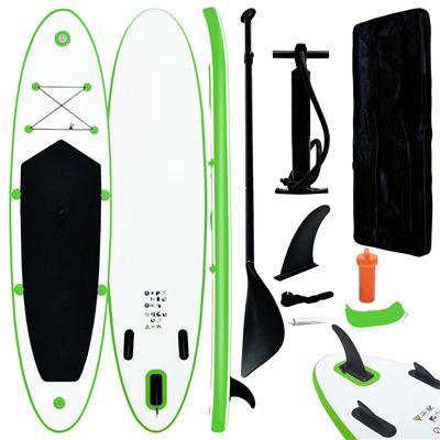 Set De Paddle Surf Hinchable Vidaxl 330 X 72 X 10 Cm Verde Y Blanco