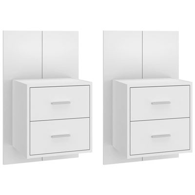 Vidaxl Blanco Mesita De Noche Pared 2 Uds Madera Contrachapada 26,9Kg