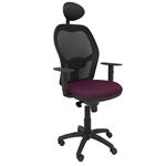 Silla de oficina ergonómica Piqueras y Crespo Modelo Jorquera con cabecero tejido Bali morado