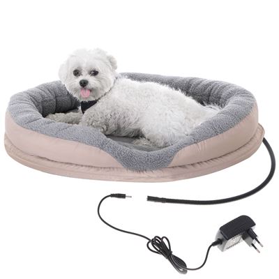 Cama Eléctrica Mascotas Perros Gatos Camry Cr7431 Calefactora Redonda 76x58cm Lana Sintética Suave Marron