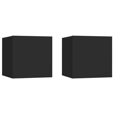 Vidaxl Negro Mesitas De Noche 2 Uds Aglomerado 30,5X30x30cm