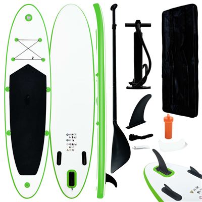 Set De Paddle Surf Hinchable Vidaxl 360 X 81 X 10 Cm Verde Y Negro