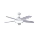 Ventilador de Techo con Luz 5 Aspas 62W 6 Velocidades Nevada Blanco Dayron