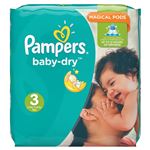 Pampers Pañales Baby-Dry Talla 3 midi (4-9 kg) - Pack económico para 1 mes, 198 pañales