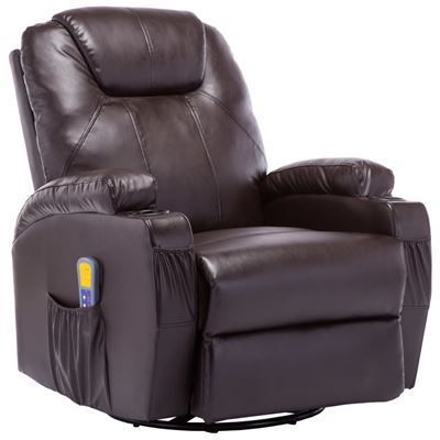 Vidaxl Marrón Sillón De Masaje Mecedora De Cuero Sintético
