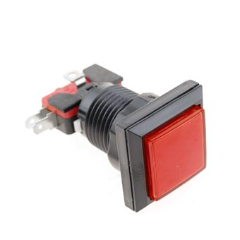 Pulsador arcade BeMatik momentáneo 32x32 mm 1NO 1NC 250V 15A SPDT rojo con luz