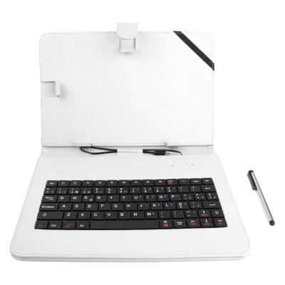 Funda Teclado Blanco ESPAÑOL Para BQ Aquaris M10 / Edison 3 De 10.1"" + Puntero Stylus + Paño Limpador - Con Letra Ñ Por DURAGADGET