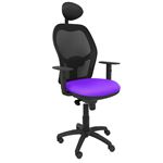 Silla de oficina ergonómica Piqueras y Crespo Modelo Jorquera con cabecero tejido Bali lila