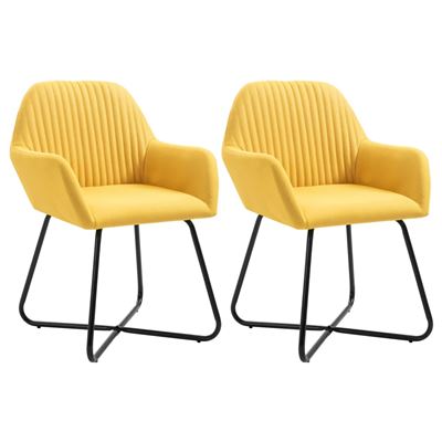 Vidaxl Amarillo Sillas De Comedor 2 Unidades Tela