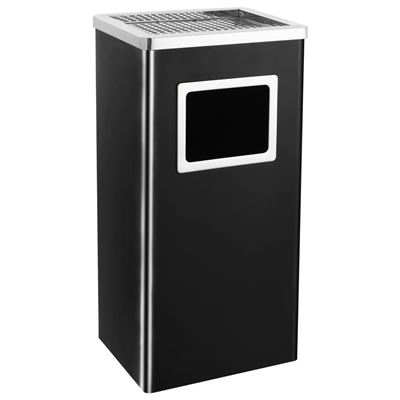 Papelera Con Cenicero De Acero Negro 45 L Vidaxl