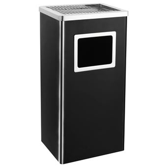 Papelera con cenicero de acero negro 45 L vidaXL