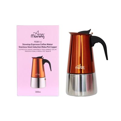 Cafetera Any Morning Espresso Acero Inoxidable, Cobre, Inducción, 300 Ml