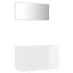 Conjunto de muebles de baño 2 piezas vidaXL aglomerado blanco brillante 18,05 kg