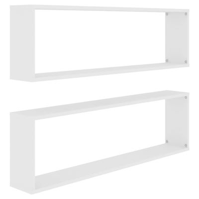 Vidaxl Blanco Estante Cubo Pared 2 Uds Aglomerado 100X15x30cm