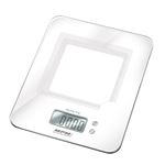 Báscula de Cocina Digital Extraplana, LCD, Alta Precisión, Rango 8 kg pasos 1g, Función Tara,Vidrio, MPM MWK-03 Blanco