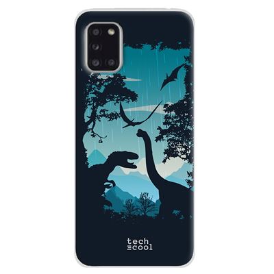 Funda Techcool para Samsung Galaxy A31 Diseño pelicula Jurassic world dinosaurios fondo azul
