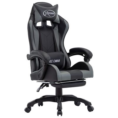 Silla Gaming Con Reposapiés Cuero Sintético Vidaxl Gris Y Negro