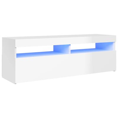 Vidaxl Blanco Mueble De Tv Con Luces Led Brillante 120X35x40 Cm