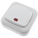 Pulsador luminoso de superficie con marco BeMatik 80x80mm de color blanco