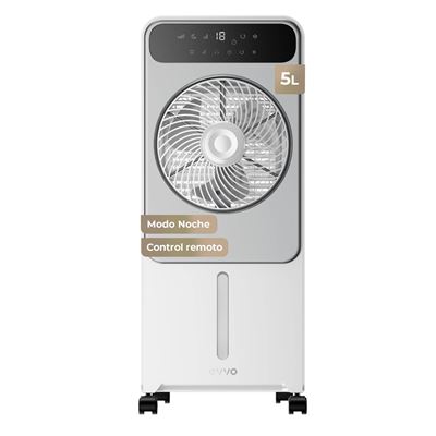 Climatizador Evaporativo Evvo Ac950, 65w, Depósito 5l, Control Táctil, 3 Modos, Temporizador 12h, Mando A Distancia, Ruedas