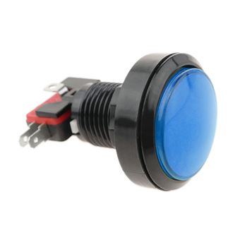 Pulsador arcade BeMatik momentáneo 45 mm 1NO 1NC 250V 15A SPDT azul con luz