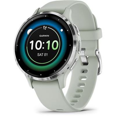 Smartwatch Garmin Venu 3s 41mm Acero Plateado Caja Verde Salvia Y Correa Silicona Verde