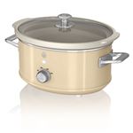 Olla Cocción Lenta 3,5L Swan SF17021CNEU Recipiente Extraíble Antiadherente Cerámica Libre PFOA Vintage Crema