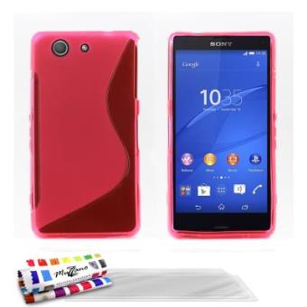 MUZZANO MUZZANO Carcasa FLEXIBLE Ultra-Slim "Le S" Premium Rosa para SONY XPERIA Z3 COMPACT de Alta Calidad ORIGINAL MUZZANO + 3 protecciones de Pantalla + 1 estilete + 1 PAÑO regalados - 1