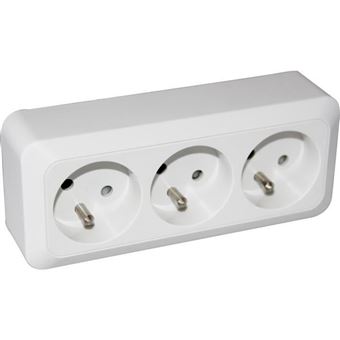 Bloque de regletas para cablear Celesta White - 3 enchufes 2 polos + tierra