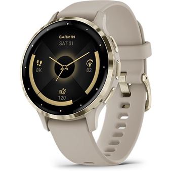 Smartwatch Garmin Venu 3S 41mm acero Soft Gold caja lino y correa silicona Lino - 1
