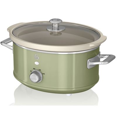 Olla Cocción Lenta 3,5l Swan Sf17021gneu Recipiente Extraíble Antiadherente Cerámica Libre Pfoa Vintage Verde