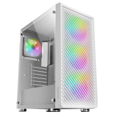 Mars Gaming Blanco Semitorre Gaming Atx Mc-F Cristal Templado, Metal-Mesh, 4X Ventilador Argb 12Cm