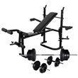Banco musculación vidaXL, soporte pesas, pesas y mancuernas 60,5 kg