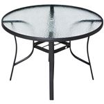 Mesa de cristal de jardín con agujero Outsunny Ø106,5x71 cm negro