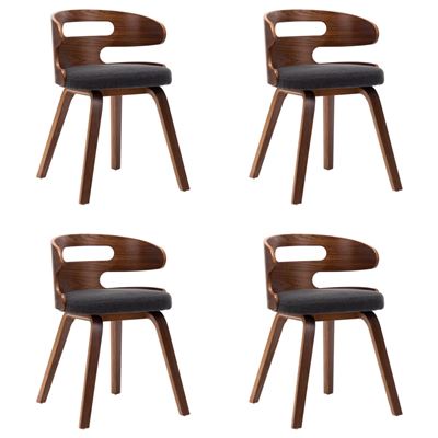 Vidaxl Gris/Oscuro Sillas De Comedor 4 Unidades Madera Curvada Y Tela