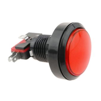 Pulsador arcade BeMatik momentáneo 45 mm 1NO 1NC 250V 15A SPDT rojo con luz