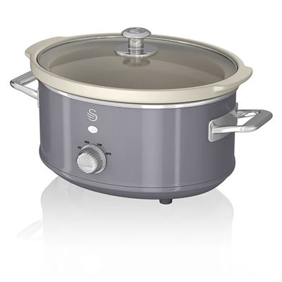 Olla Cocción Lenta 3,5l Swan Sf17021grneu Recipiente Extraíble Antiadherente Cerámica Libre Pfoa Vintage Gris