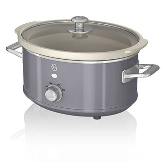 Olla Cocción Lenta 3,5L Swan SF17021GRNEU Recipiente Extraíble Antiadherente Cerámica Libre PFOA Vintage Gris - 1